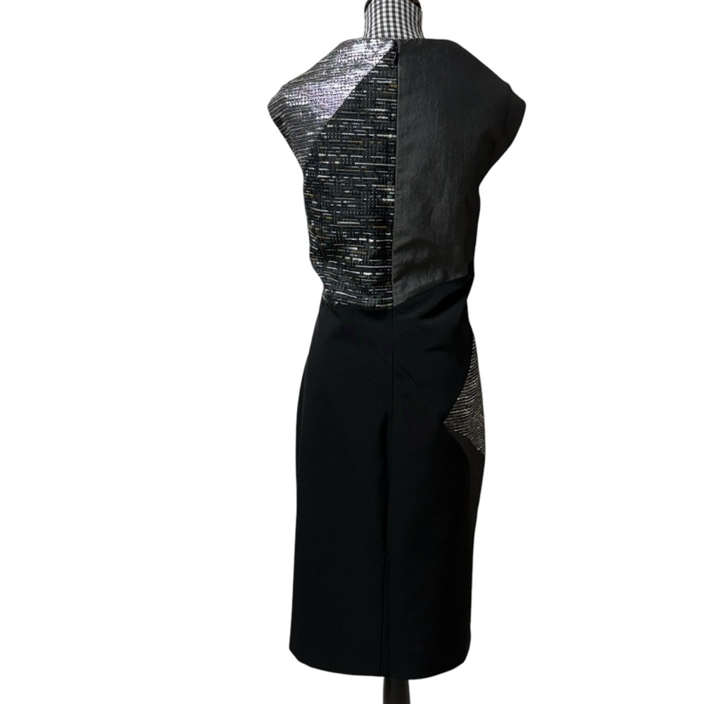 Nicole Miller Black Metallic Patchwork Tweed Leat… - image 2